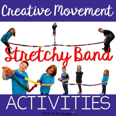 Songs and activities for stretchy bands. 