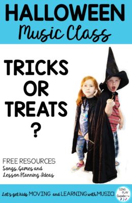 Halloween music class lessons and activities by Sing Play Create.
