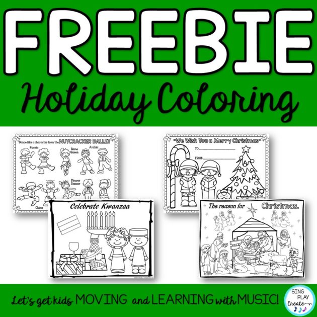 Holiday music education free coloring sheets.