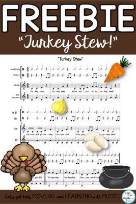Orff arrangement "Turkey Stew" Freebie for elementary music teachers with power point and practice tracks for easy teaching.