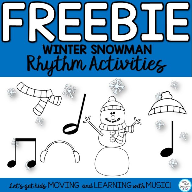 Free elementary winter snowman rhythm music lessons from Sing Play Create. You can pair this activity with  snowman dance brain break movement activity.