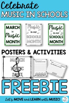 Free music education posters cards and activities for the elementary music classroom during MIOSM. 