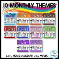10 Months of Elementary music lessons in a bundle k-6 year long resources for the elementary music classroom.