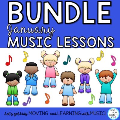 This bundle of January music activities has a nice variety of lessons, songs, and instrument playing activities for the general music teacher.

 January elementary Music Lessons are a cakewalk with this interactive bundle of lessons for grades K-6
