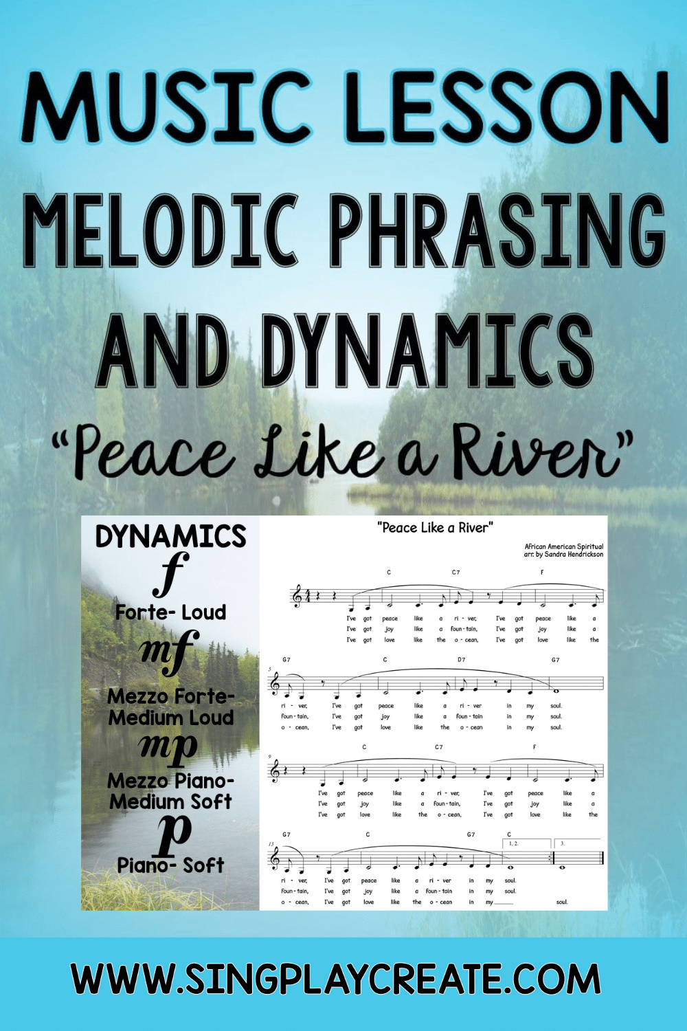 Ready to teach melodic phrasing and dynamics? One song that works well for teaching concepts like melodic phrasing and dynamics is the African American Spiritual, “Peace Like a River”.