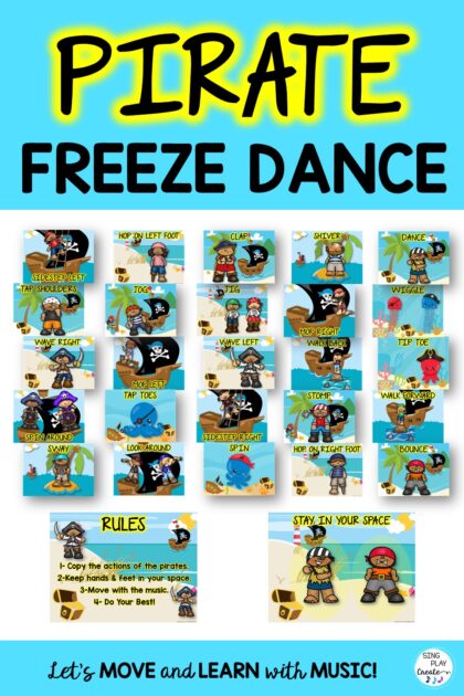Pirate Freeze Dance Creative Movement Activities with Music and Video