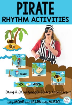 Pirate Rhythm Activities :Digital Drag & Drop Google Slides, Presentation, Video