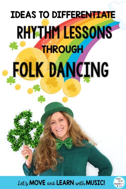  Teach rhythm in March using dancing, body percussion and Irish music to help your students learn rhythm concepts.
March rhythm lessons "31 Days of Rhythm" blog hop with activities from elementary music teachers. Get the activities in this post. SING PLAY CREATE