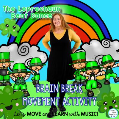 Fun St. Patrick’s Day brain break “The Leprechaun Beat” action song is perfect for your St. Patrick Day activities. Do this St. Patrick’s Day dance activity at home or in your classroom. Easy to learn the actions.  