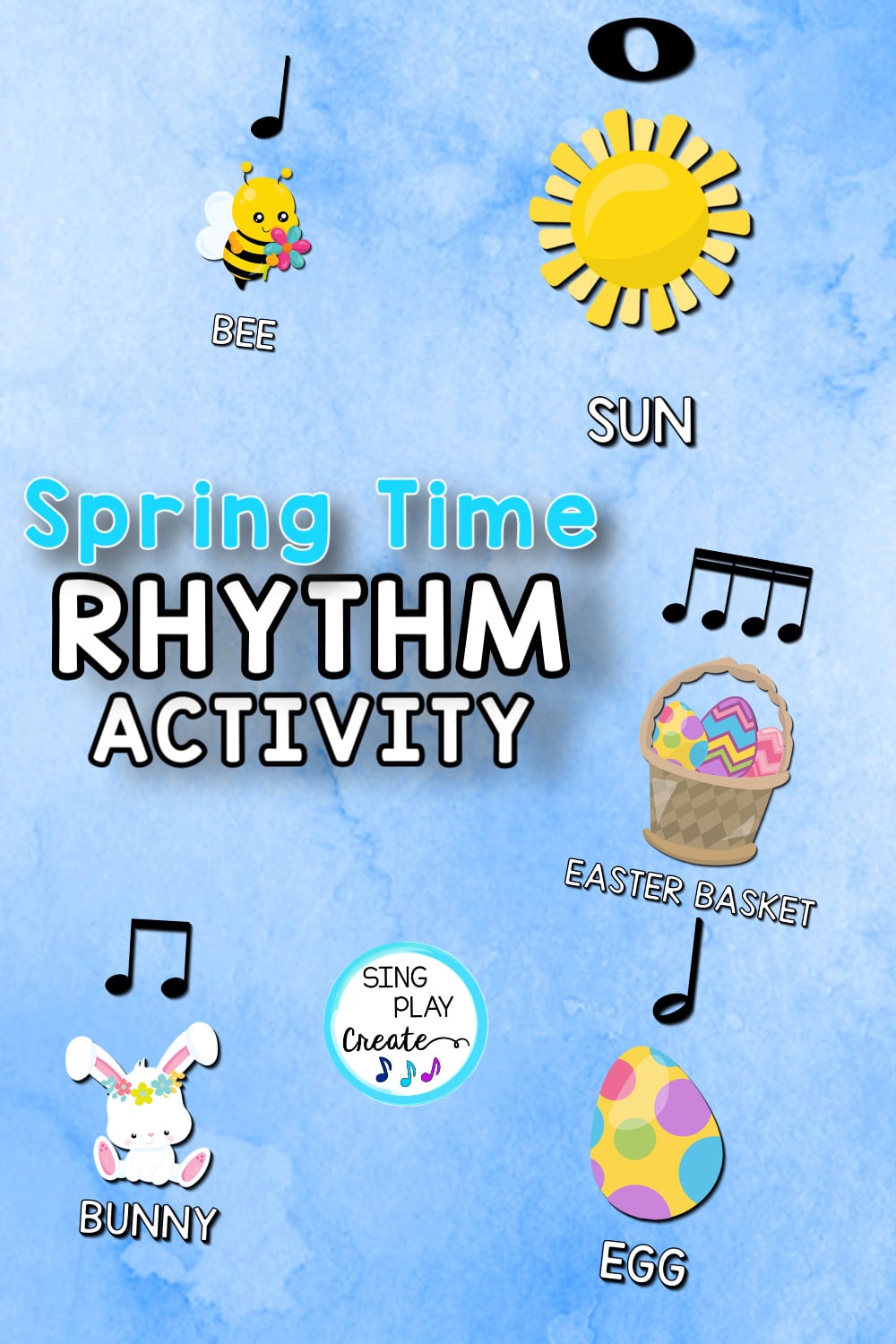 Spring themed elementary music rhythm activities for practicing rhythms and note values. Rhythm Play along activities are i fun!