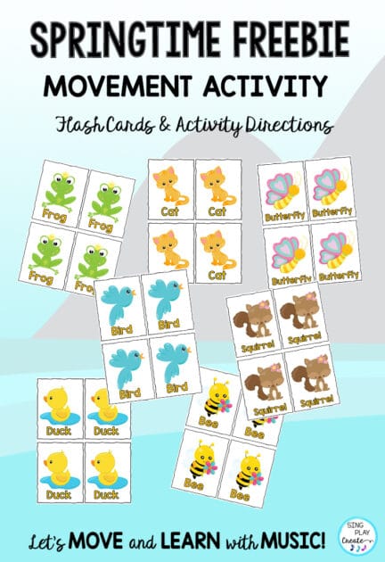 FREE spring movement activity cards for the preschool and primary music classroom.