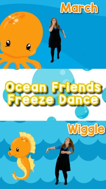 FREEZE DANCE WITH OCEAN FRIENDS AND BUILD CLASSROOM COMMUNITY blog post by Sing Play Create.  Movement activities help children make friends in the classroom.  