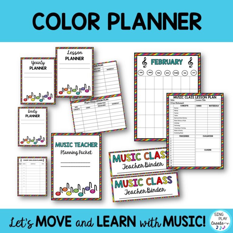 Music Teacher Basic Planner for Lessons, Concerts,Day-Week-Quarter-Year ...