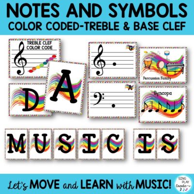 Create a fun and vibrant music classroom with these standards based music color posters and signs for bulletin boards, presentations and games.