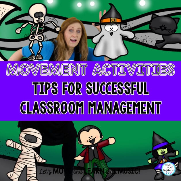 In this weeks post I'm sharing some ideas to help you with classroom management during movement activities.  Everyone loves to have a good time-children so here are four ideas to help you manage your Halloween music and movement activities.