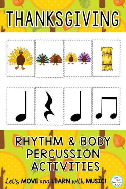 Elementary music teachers can use these Thanksgiving rhythm and body percussion activities as standalone music activities and lessons, or, as complete units over the month of November.
