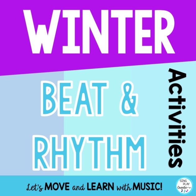 Winter beat and rhythm activities for the elementary music classroom. Preschool music and movement classroom and piano and other music teachers who want to use interactive and movement oriented activities to help children learn the steady beat and rhythms.