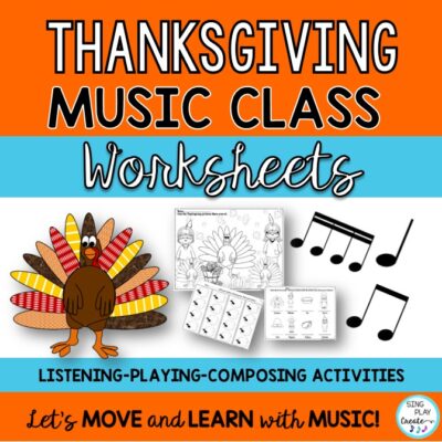 Music Class November Composing and Rhythm Activities K-6 No Prep Worksheets.  Students practice rhythms, create and compose as well as coloring activities.