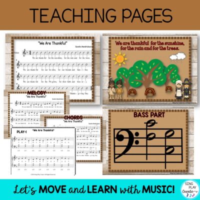 Thanksgiving Music Lesson: ""We Are Thankful"" Song with Orff and Kodaly Lesson