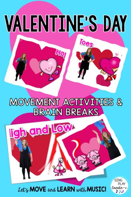 Valentine's Day Movement Activities and Brain Breaks. Ideas and activities for  Preschool and Kindergarten  teachers to use during Valentine's Day activities. 