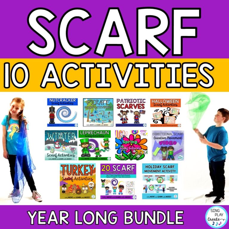 Scarf Movement Activity Bundle Entire School Year: Music, PE, Preschool