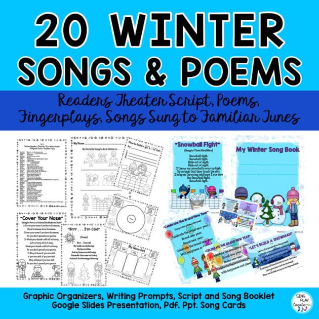 January and Winter songs, poems, Literacy Activities “Snow” good for your students! Interactive means kids are learning! Graphic organizers, writing prompts, posters, cards, mini books will fill up your winter themed stations and centers.