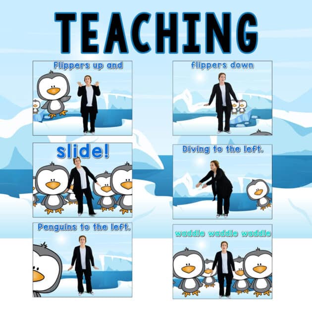 "Penguins on the Ice" Winter Action Song, Brain Break, Movement Activity