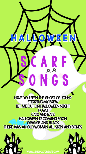 Halloween  songs for scarf activities for music and movement classes at home or at school.
LEARN MORE at SING  PLAY CREATE
Music and Movement Activities for children.