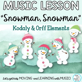 Music Lesson “Snowman, Snowman” a fun winter movement and learning song with solfege, and orff instrument parts for K-3 students. Lessons and Worksheets in color and black and white. Mp3 Vocal and Accompaniment tracks for easy teaching.