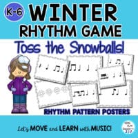 Winter Rhythm Game "Toss The Snowballs" Rhythms K-6 Levels