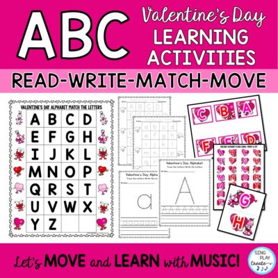 Valentine Alphabet Letter Activities: Read-Say-Trace, Matching, Recognition