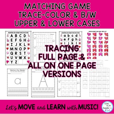 Valentine Alphabet Letter Activities: Read-Say-Trace, Matching, Recognition