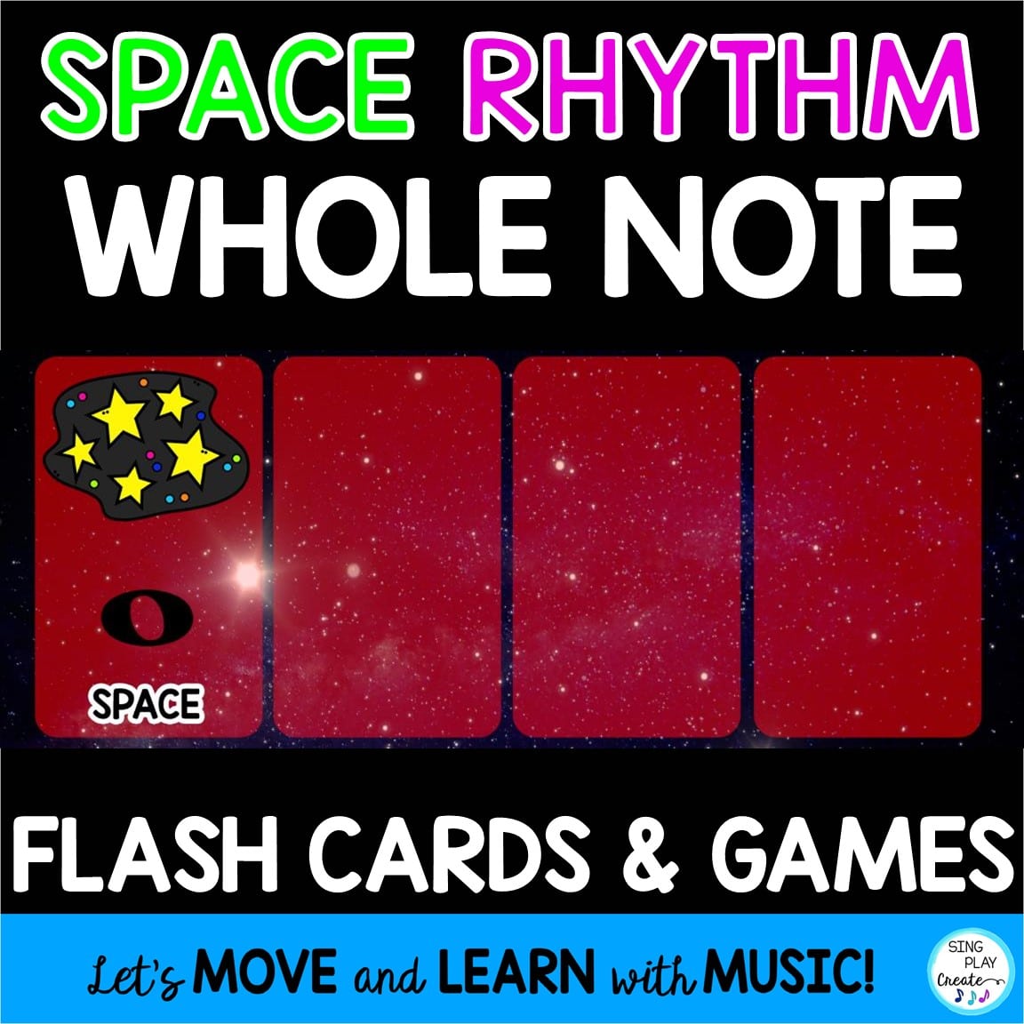 Rhythm Flash Cards, Posters, Games, Activities: {Whole Note} Space Aliens -  Sing Play Create