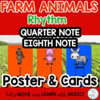 rhythm-flash-cardsposters-gamesactivities-quarter-eighth-notesfarm-animals