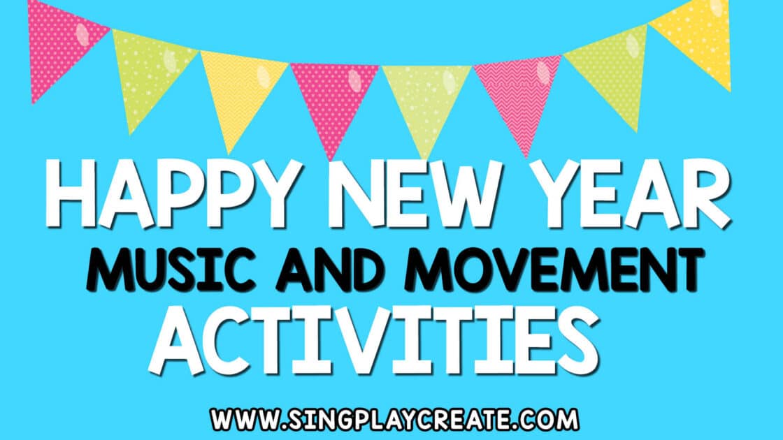 Happy New Year Elementary Music Lesson Ideas for Steady Beat, Instruments and ukulele tutorial for elementary music teachers.