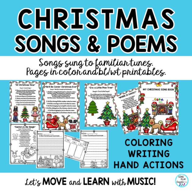 Christmas Songs, Poems and Fingerplays: Literacy, Writing, Reading Activities