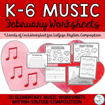 February Music Composition and Notation Worksheets