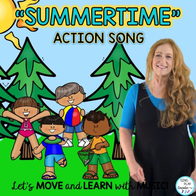 Summertime song with all the fun things you like to do in the summer. Great brain break and drama activity song for summer school, summer camp, end of the school year and a great way to kick off your elementary back to school activities too! “Summertime, Summertime” action song has activities to help you get to know your students and get your students singing and moving.  Connect learning with movement actions. Students will swim, jump, surf, paddle, dig, fish, hike, and run along with animal friends.  Your students will love the fun actions! 
Videos are easy to use in your google classroom, projector or computer and tablet screens.  Materials include flashcards, coloring sheets for each action, create your own verse activity, video, mp3 tracks, presentation, and teaching ideas.