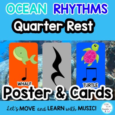 Rhythm Flash Cards, Posters and Activities {Quarter Rest} Ocean Friends