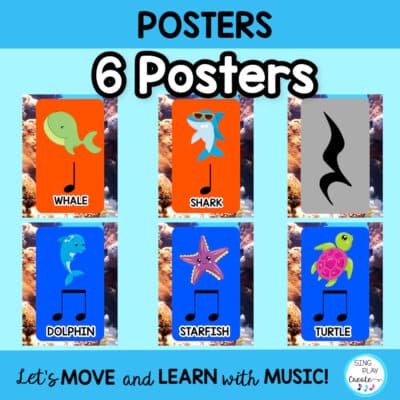 Rhythm Flash Cards, Posters and Activities {Quarter Rest} Ocean Friends