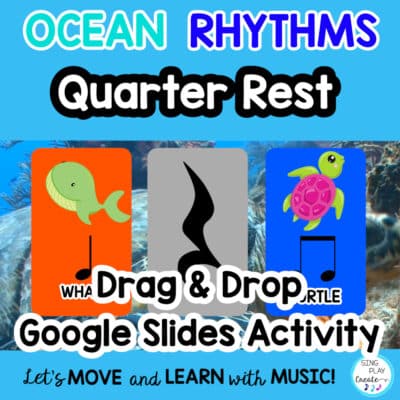 Rhythm Google Slides Drag & Drop Activity {Quarter Rest} Ocean Friends