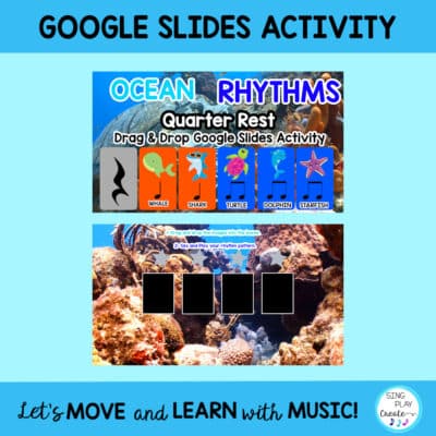 Rhythm Google Slides Drag & Drop Activity {Quarter Rest} Ocean Friends