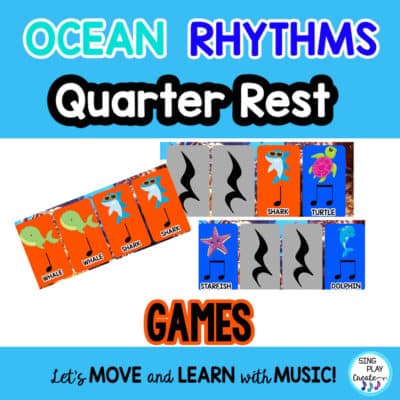 Rhythm Pattern Flash Cards and Activities {Quarter Rest} Ocean Friends