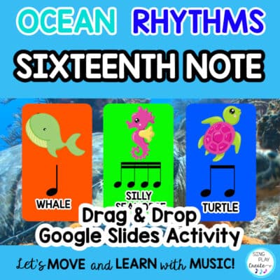 Rhythm Google Slides Drag & Drop Activity {Sixteenth Notes} Ocean Friends