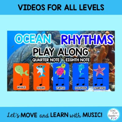 The Ocean Friends Mega Bundle of Rhythm Activities all Levels resource covers Icon Rhythms, Quarter Note, Eighth Note, Quarter Rest, Sixteenth Note, Half Note, and Whole Notes too! Make your teaching life easy!