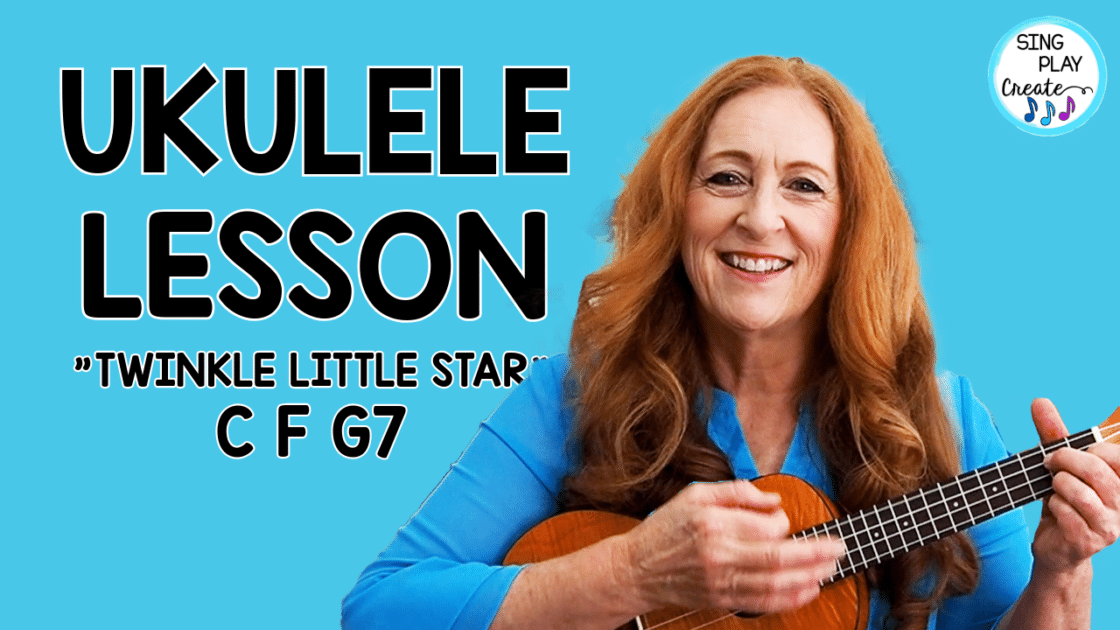 Ukulele lesson "Twinkle, Twinkle Little Star" with teaching tips and strategies to help you learn how to play the ukulele. Get the teaching ideas, video songs and tips. We'll learn C-F-G7 in this easy to follow along tutorial.