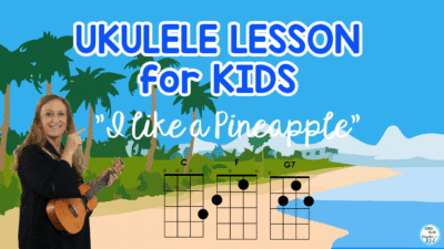 Ukulele Lesson for kids using the song "I Like a Pineapple". Learn the chords C-F-G7 with this easy ukulele song.