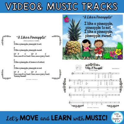 "Ukulele Music Lesson “I Like a Pineapple”: Chords C, F, G7 "