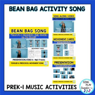 This Preschool, Kindergarten and First grade movement songs activity bundle has songs for your early childhood activities. Inside you'll find a parachute song, 2 scarf and ribbon songs, a song to move with a ball and a bean bag activity song. Movement songs help children exercise gross motor muscles, strengthen fine motor skills and help the brain make connections.