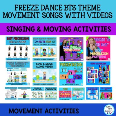 Kindergarten, First Grade, Second Grade music lesson and movement bundle with the essentials you need to kickstart your school year with the foundational materials for your elementary music lessons. You get everything you need for your first month activities and beyond. Hello Song, a Movement Song to the Steady Beat, Body Percussion Activities, Rhythm reading and movement play along, Name Game, Freeze Dance and a Back to School song to sing.